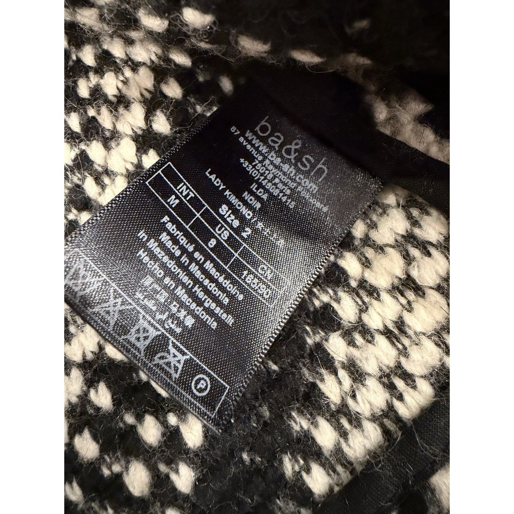 BA & SH Women's Black & White Chunky Cardigan‎ Sweater Jacket Sz US 8 Buttonless - Picture 4 of 6